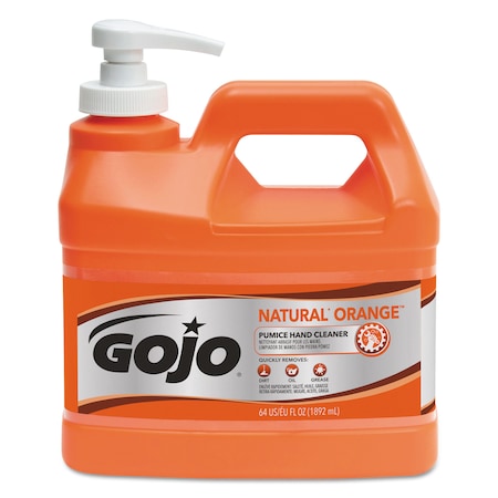Gojo NATURAL ORANGE Pumice Hand Cleaner, Citrus, 0.5 gal Pump Bottle, PK4 0958-04